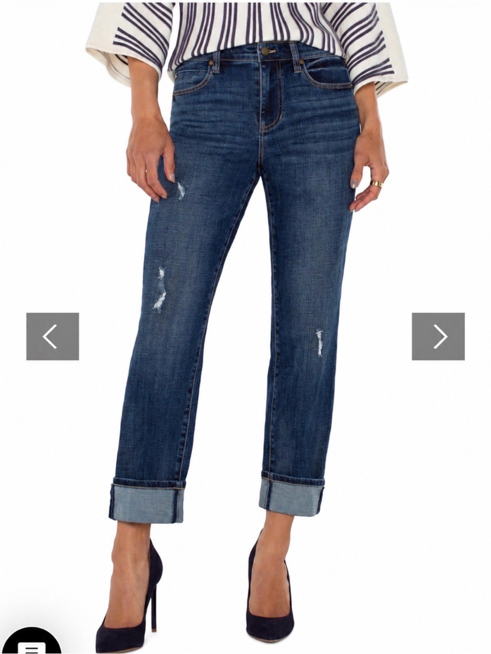 Liverpool Girlfriend Eco Cuffed (or uncuffed) Straight-Leg Jeans - Dark Blue